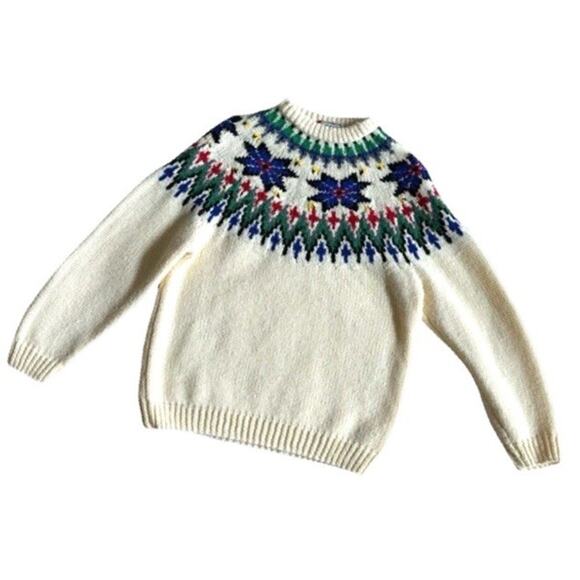 Vintage Fair Isle Sweater Holiday Ski Acrylic Warm Cozy Cabin Oversized Small - Picture 1 of 8
